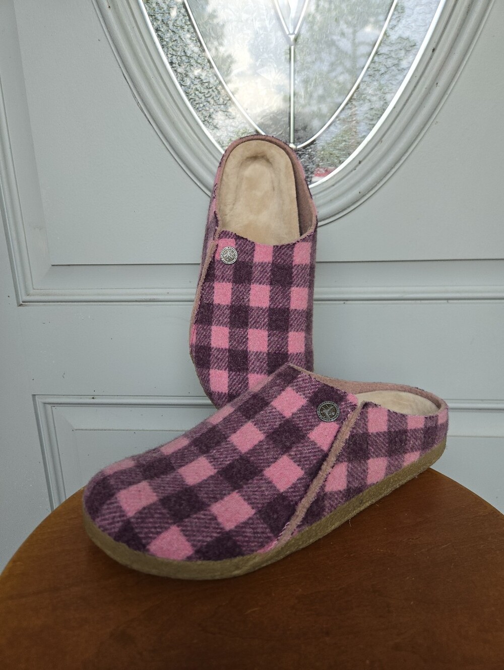 NWOT BIRKENSTOCK Zermatt Check-Print Shearling Slippers